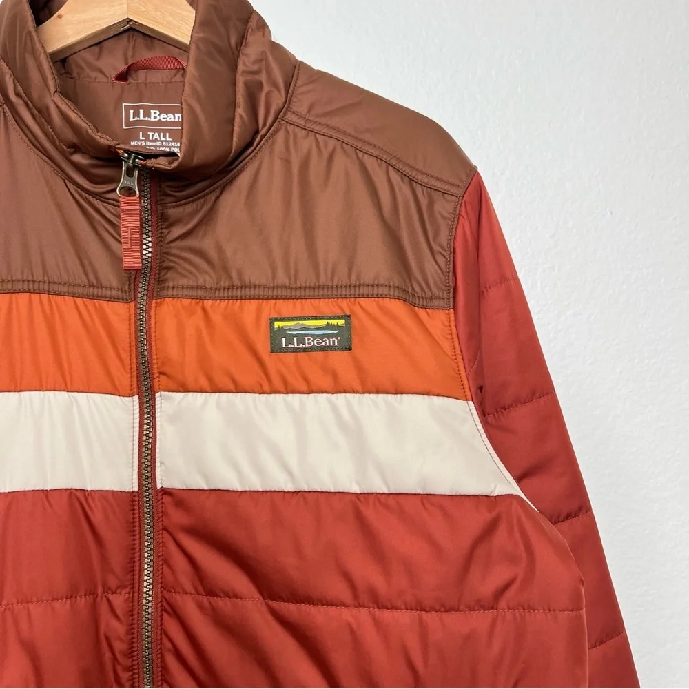 L.L. Bean Orange Mountain Classic Water Repellent Puffer Jacket Color-Block L - Picture 3 of 7